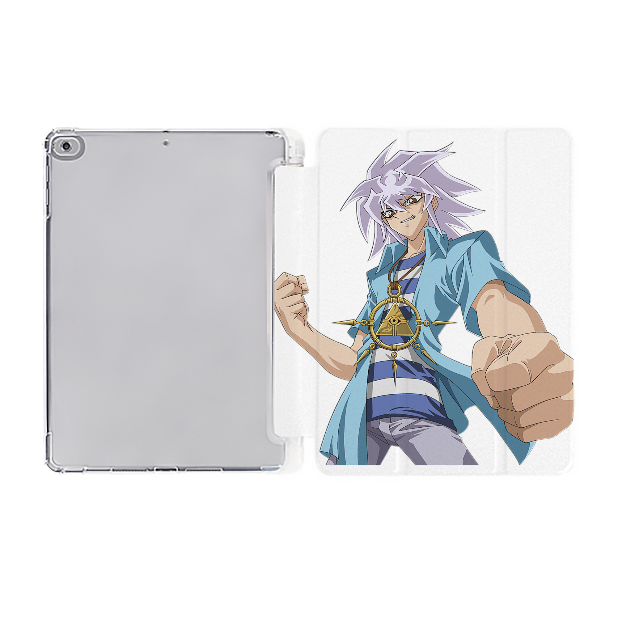 （画像用） 遊☆戯☆王 Yu-Gi-Oh! IPad ケース ペン収納付き 三つ折りスタンド PUレザー×シリコン 対応機種9.5/10.5/10.9インチ